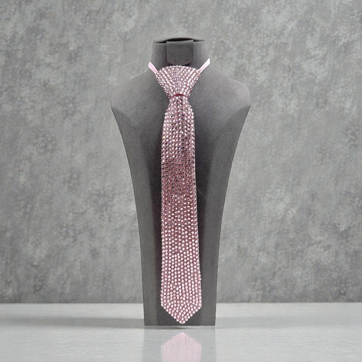 Glam Boss Rhinestone Tie Necklace (Pink)