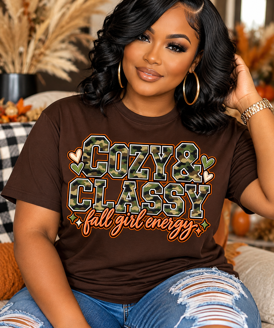 Cozy & Classy Camo Fall Girl Tee