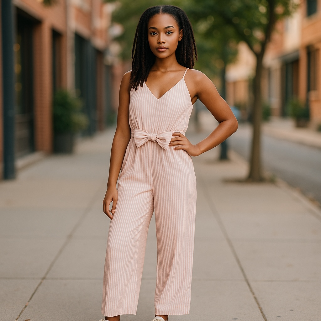 Summer Sway Jumpsuit-Pink/White Stripes