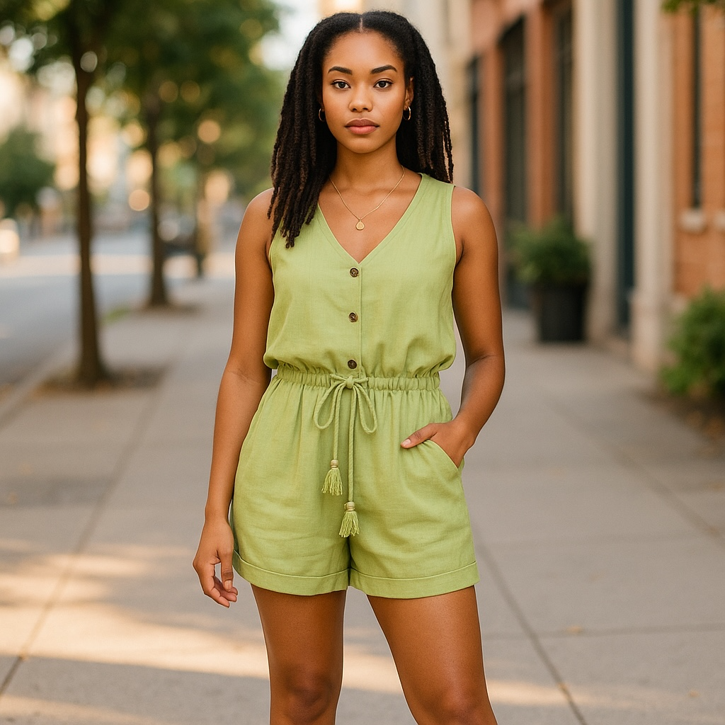 Summer Daze Romper-Pale Olive