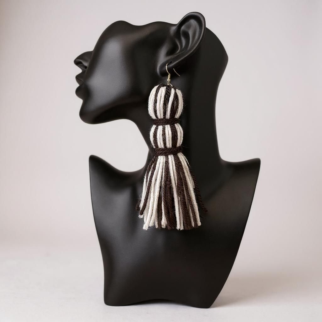 Tassel Temptation Earrings (Black & White)