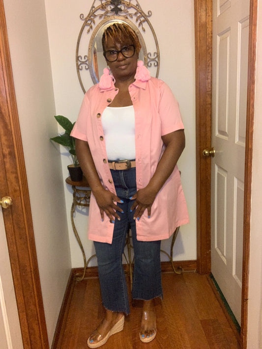 2 Way Shirt Dress-Pink