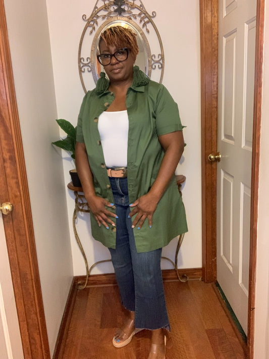 2 Way Shirt Dress-Olive