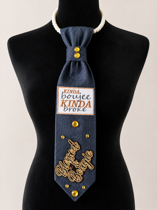 Denim Diva Necklace Tie-Kinda Boujie