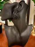 Tear Drop Rhinestone Earrings-Black