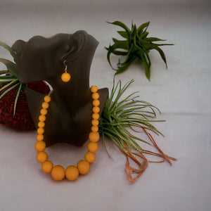 Yellow Resin Bead Necklace Set