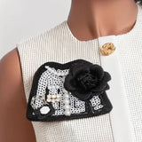 Luxe French Sweater Brooch-Black