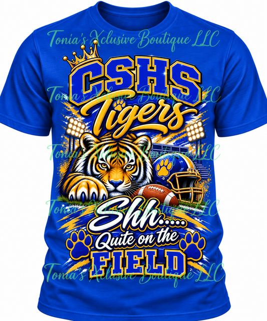 Quiet on the Field Tigers Tee
