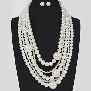 Ivory Layered Pearl Necklace Set