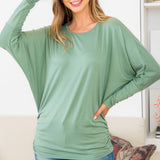 Green Shirring Top Plus