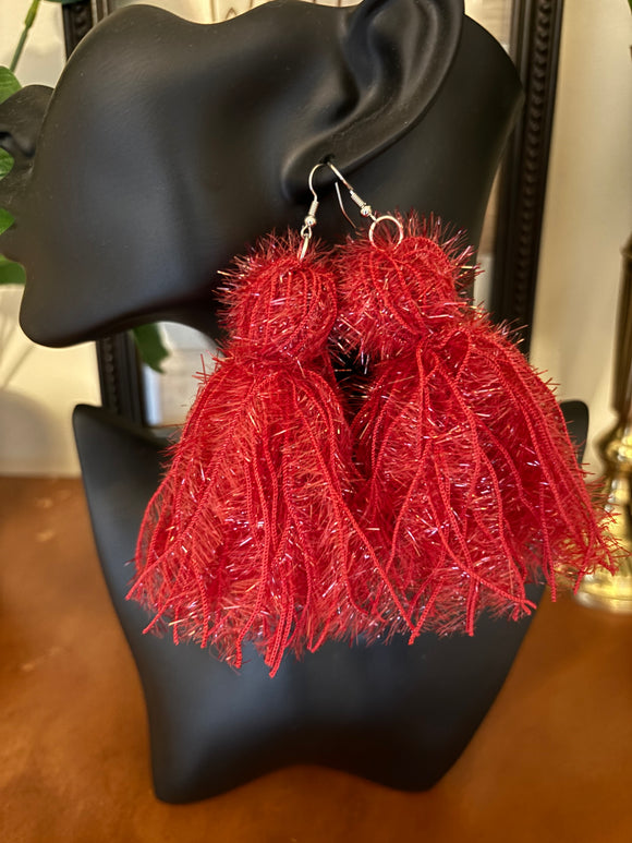 Sparkle Scrubby Earrings-Red