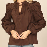 Brown Ruffle Top