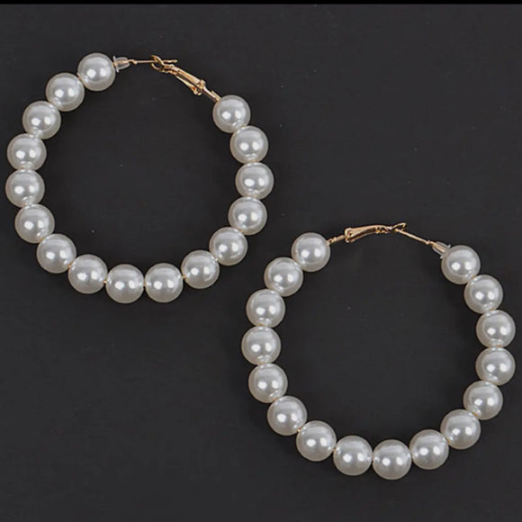 Ivory Pearl Hoop Earrings