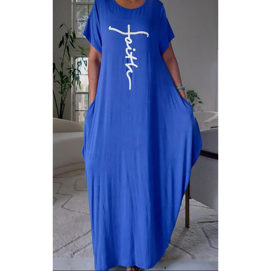 Faithful Jersey Dress-Royal Blue