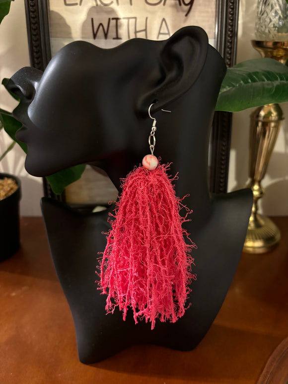 Hot Pink Scrubby Earrings