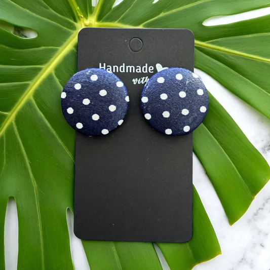 Dotty Button Earrings-Navy