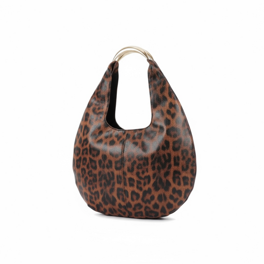 Leopard Print Faux Leather Hobo Bag