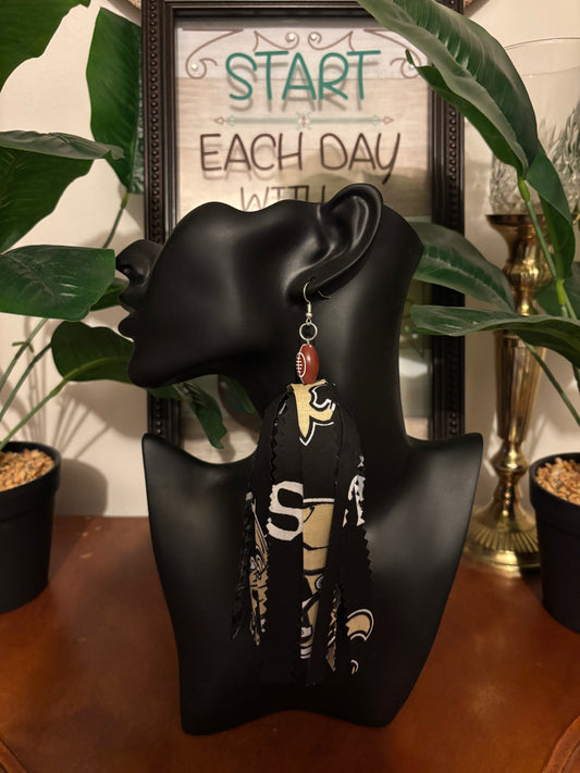 Who Dat Tassel Charm Earrings