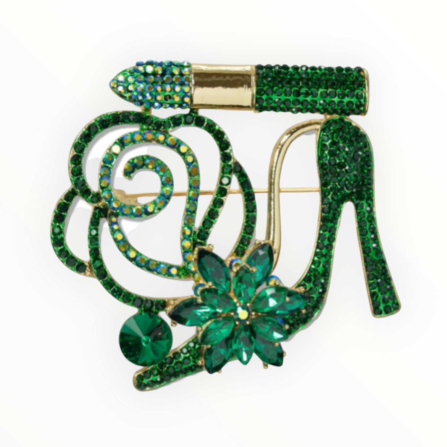Emerald Diva Brooch