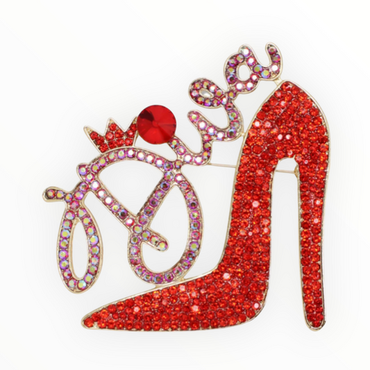 Diva in Heels Rhinestone Brooch