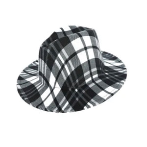 Black White Plaid Fedora