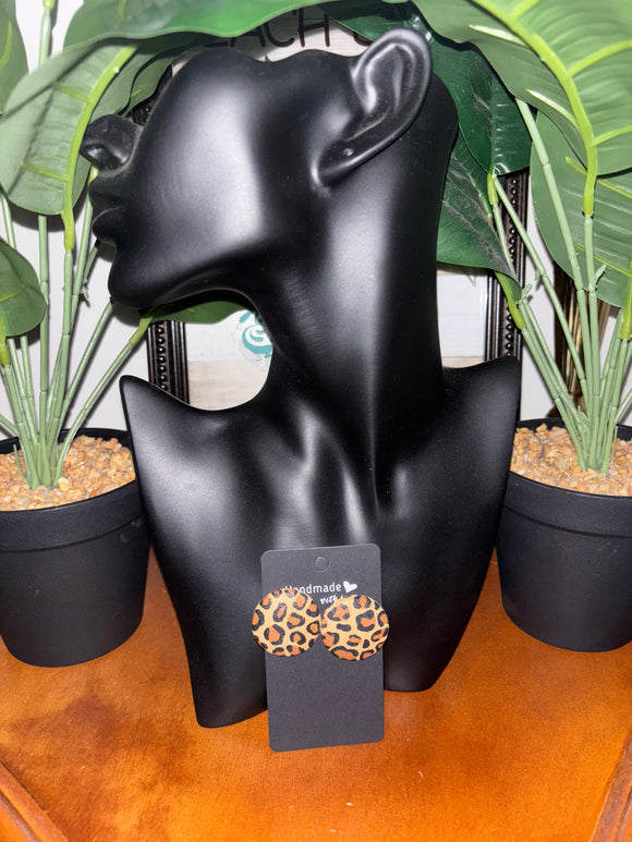Leopard Luxe Button Earrings