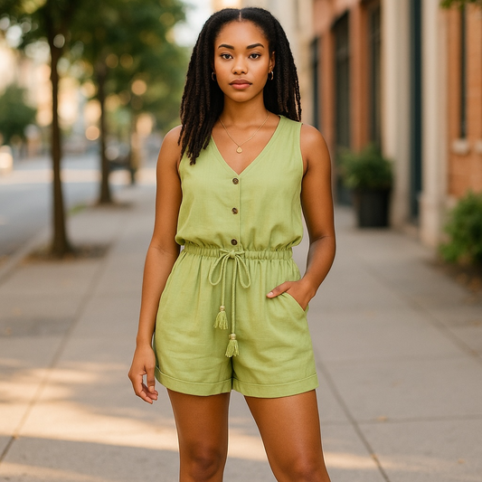 Summer Daze Romper-Pale Olive