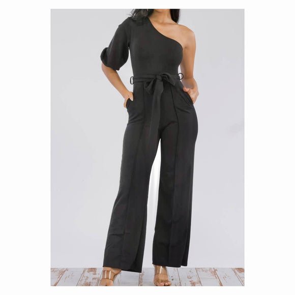 Black One Shoulder Jumpsuit