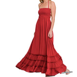 Halter Ruffle Maxi-Copper Red