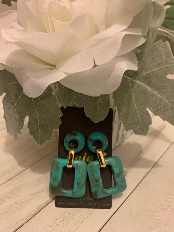 Turquoise Square Drop Earrings