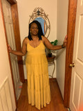 Light Mustard Tiered Maxi Dress-Size down