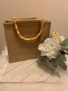 Tan Jute Tote Bag