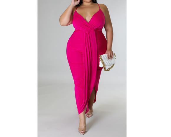 Chantal Dress Plus- Fuschia