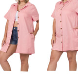 2 Way Shirt Dress-Pink